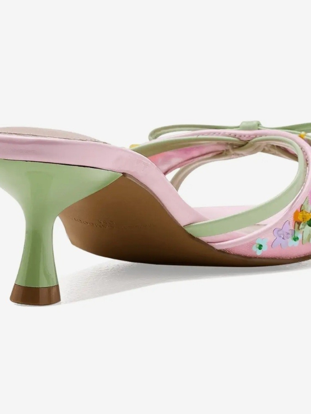Betsey Johnson Pastel Pink & Mint Floral Slide Sandals - Picture 7 of 9